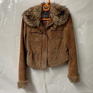 Womans Vintage Faux Fur Leather Jacket